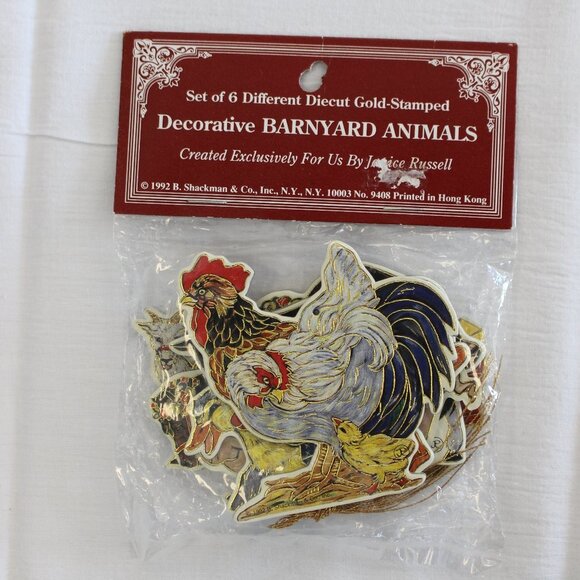 Vintage Christmas Gold Stamped Diecut Decorative Barnyard Animal Ornaments NOS - Picture 2 of 9